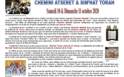 Au fil du temps liturgique … Chemini Atseret & Sim’Hat Torah du les 10 et 11 octobre !